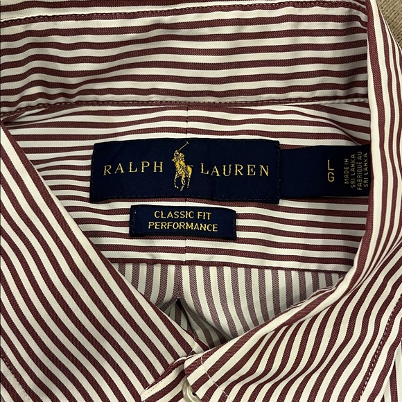 Ralph Lauren Other - Ralph Lauren Men’s Classic Fit Striped Dress Shirt - White & Burgundy/Brown